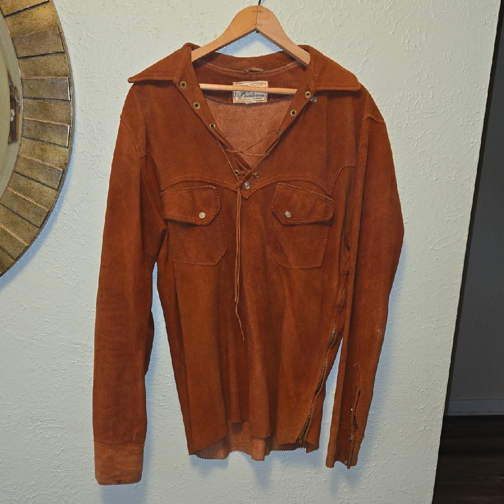 Brown Suede Lace-Up Shirt